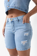 Bermuda Feminina Jeans Delave