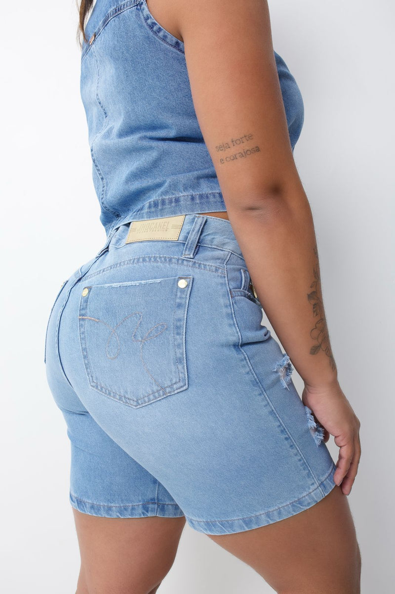 Bermuda Feminina Jeans Delave