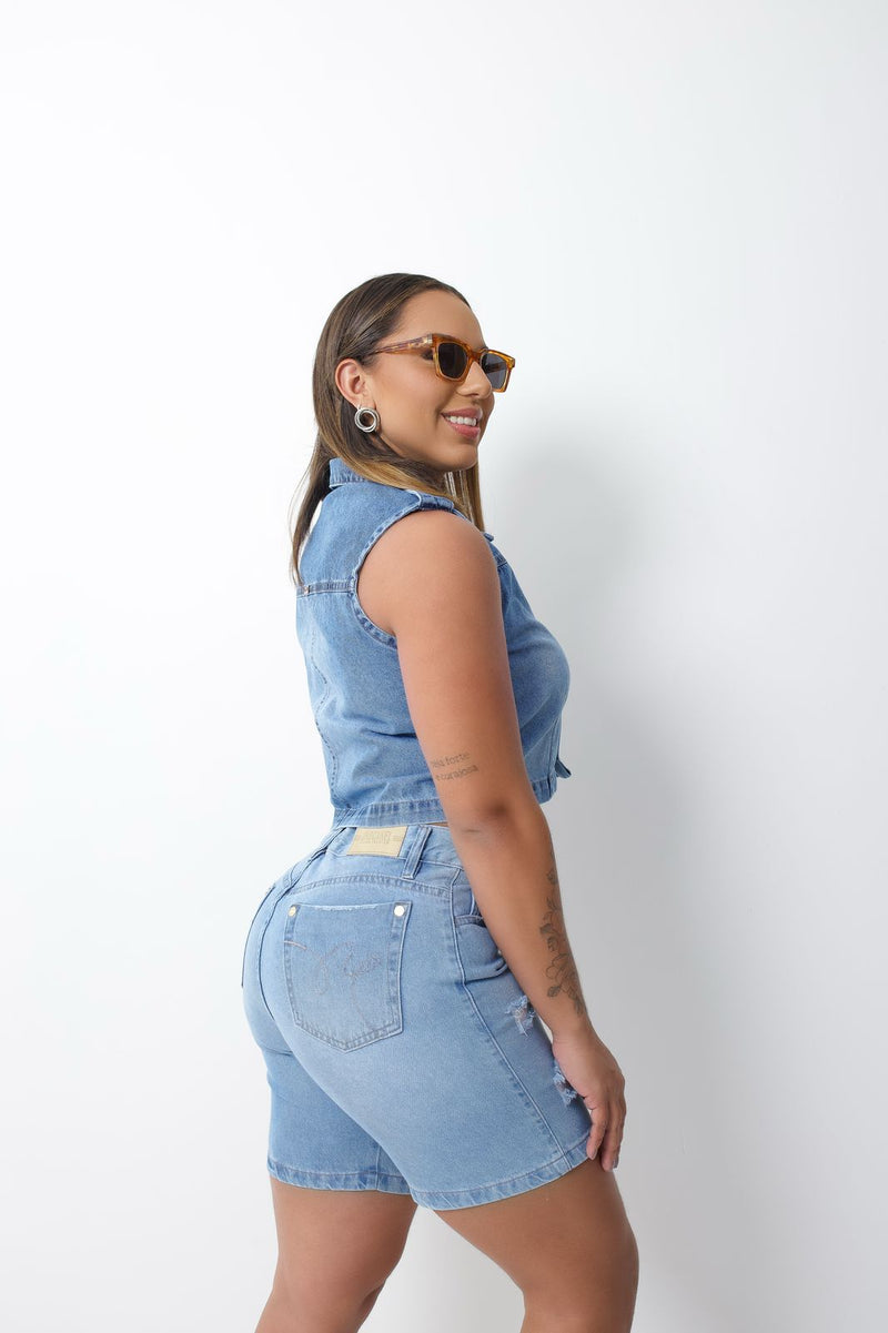 Bermuda Feminina Jeans Delave