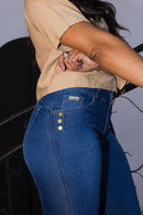 Calça Feminina Jeans Lycra com Taxinhas
